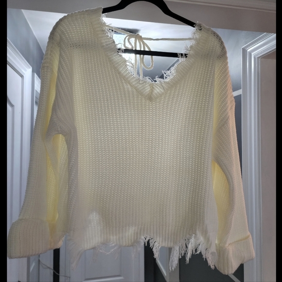 White Knit Sweater. Size L. SHEIN. - Picture 2 of 7